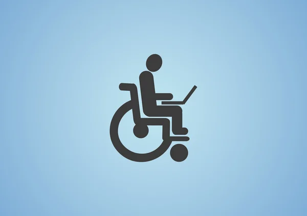 Disabili sull'icona della sedia a rotelle — Vettoriale Stock
