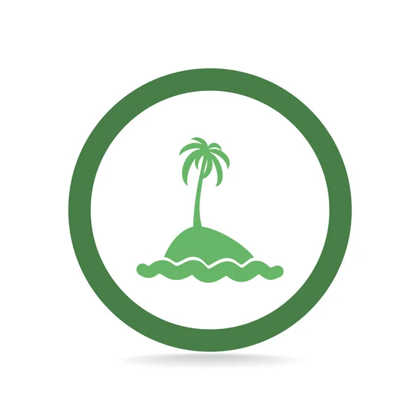 Экзотический остров с пальмами и волнами — стоковый вектор