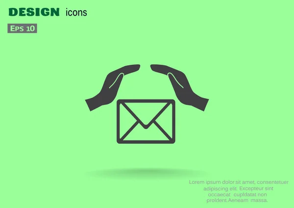 Kuvertet med händerna web icon — Stock vektor