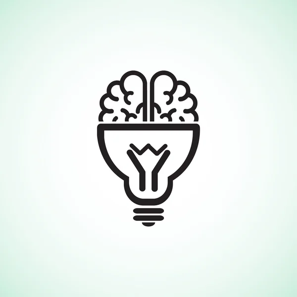 Brain with light bulb icon — Stock Vector