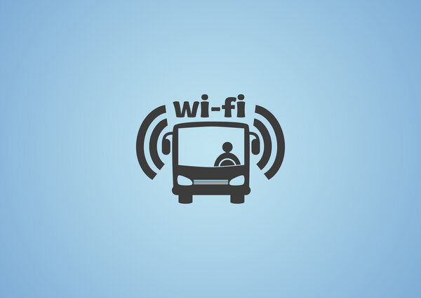 Wi-Fi in bus sign, simple icon