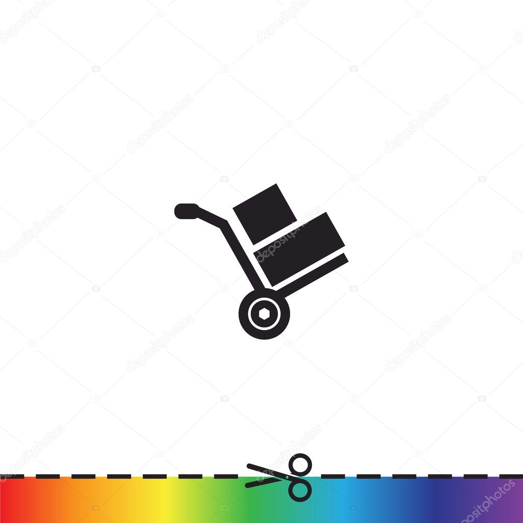 Wheelbarrow with boxes icon