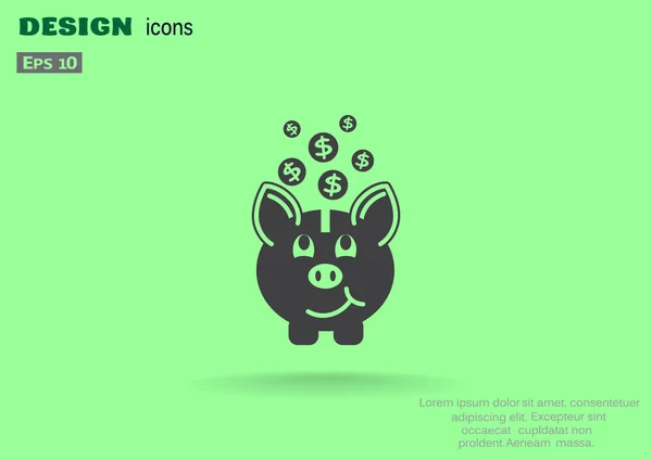 Piggy bank with falling coins — Stock Vector