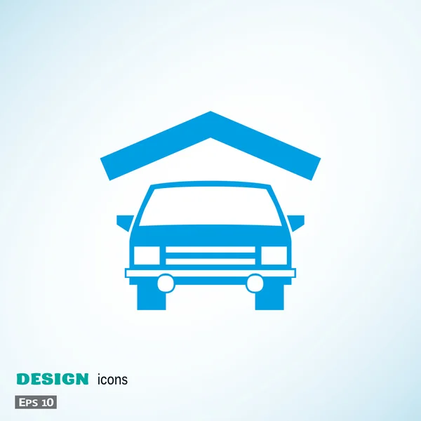 Auto unterm Dach einfache Web-Ikone — Stockvektor