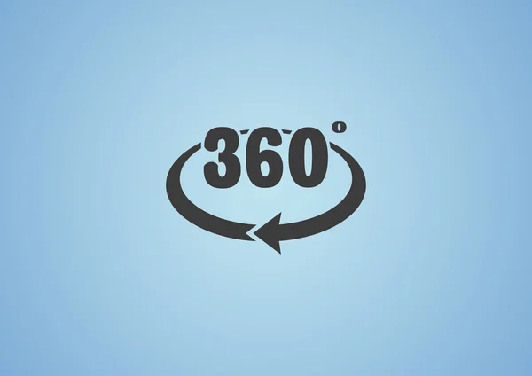 360 grados con icono de flecha redondeada — Vector de stock