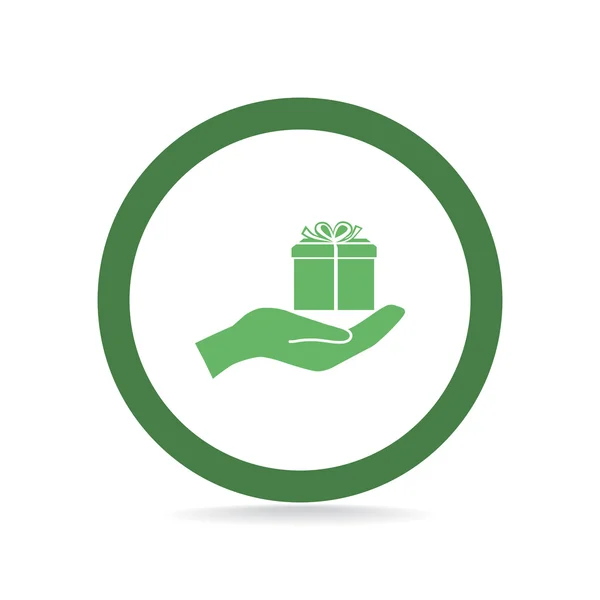 Gift box on hand web icon — Stock Vector