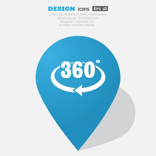 360 degreece with rounded arrow icon