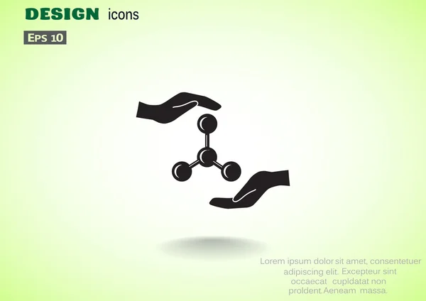 Molecolare composto e mani icona web — Vettoriale Stock