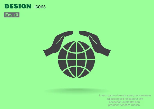 Monde dans les mains icône web — Image vectorielle