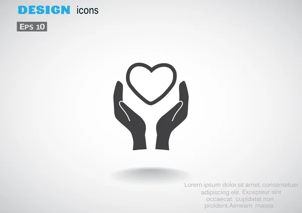 Heart in hands simple icon — Stock Vector