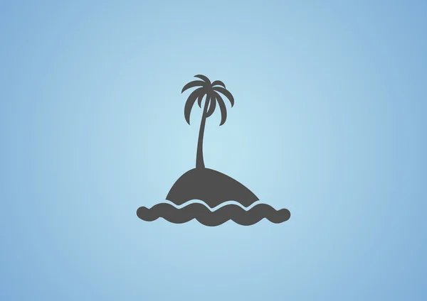 Exotic island with palm tree and waves — Stock Vector