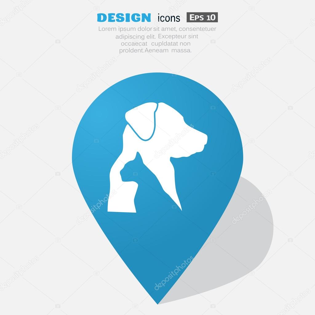 Sign with domestic pets silhouettes, veterinary logo concept