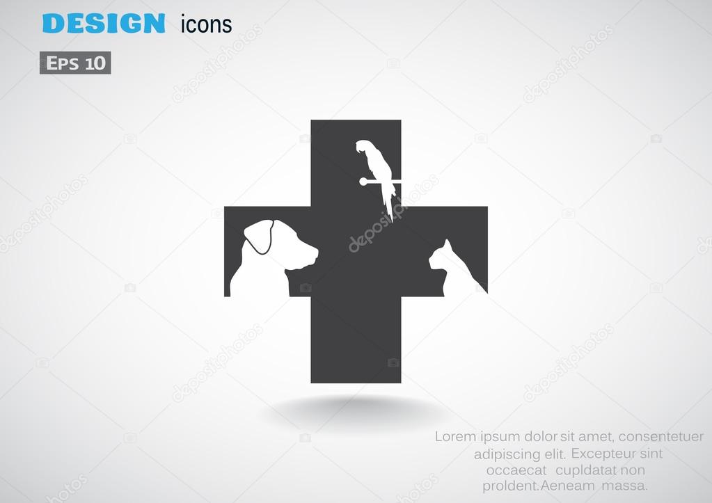 Sign with domestic pets silhouettes, veterinary logo concept