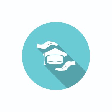 Akademik şapka ve eller web simgesi