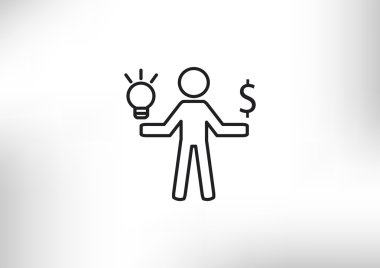 Işık ve dolar simgesi olan insan