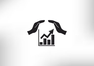 Eller simgesini içeren yükselen grafiği