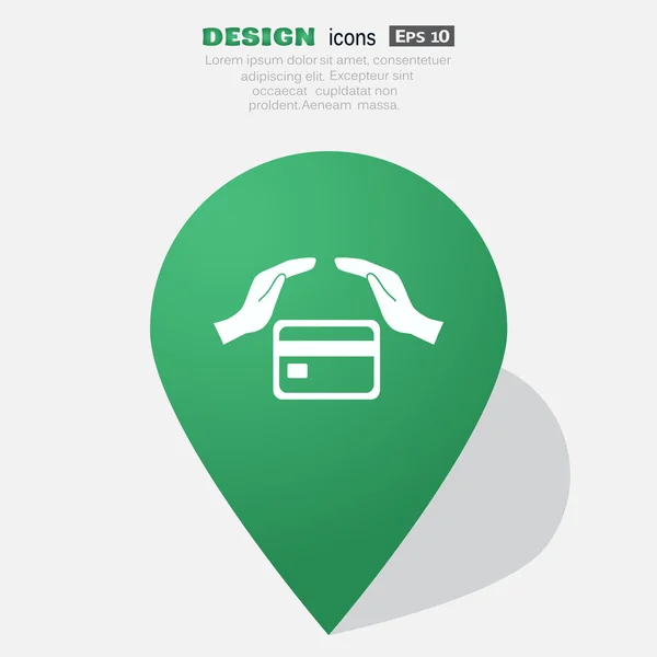 Credit card en handen web-pictogram, — Stockvector