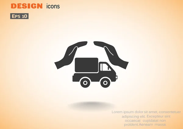 Truck with hands web icon — Stock Vector