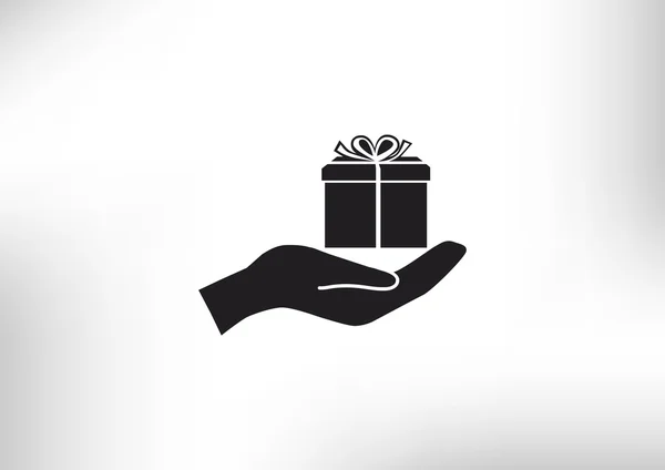 Caja de regalo en la mano icono web — Archivo Imágenes Vectoriales