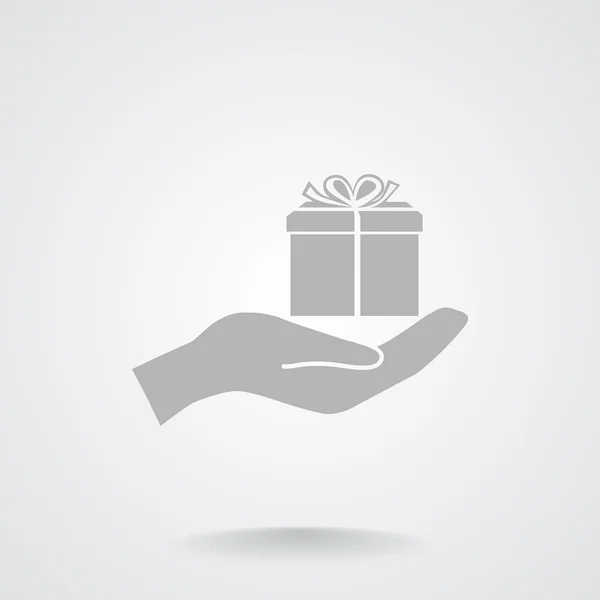 Caja de regalo en la mano icono web — Archivo Imágenes Vectoriales