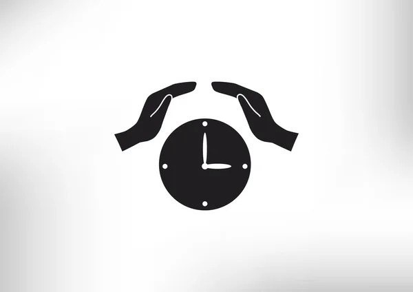 Reloj con icono manos humanas — Vector de stock