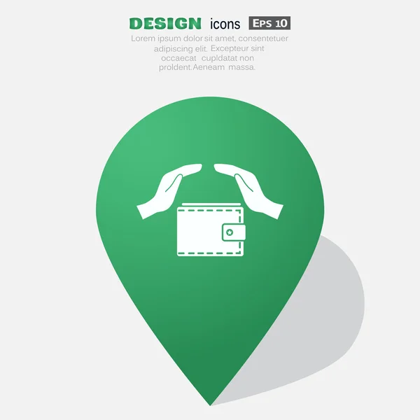 Plånbok med händerna web icon — Stock vektor