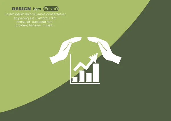 Stigande graf med händerna ikon — Stock vektor