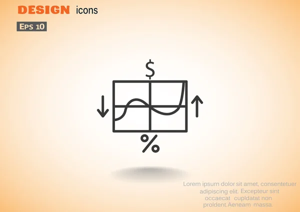 Gráfico con icono de símbolos comerciales — Vector de stock