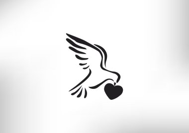 Güvercin ile kalp basit simgesi