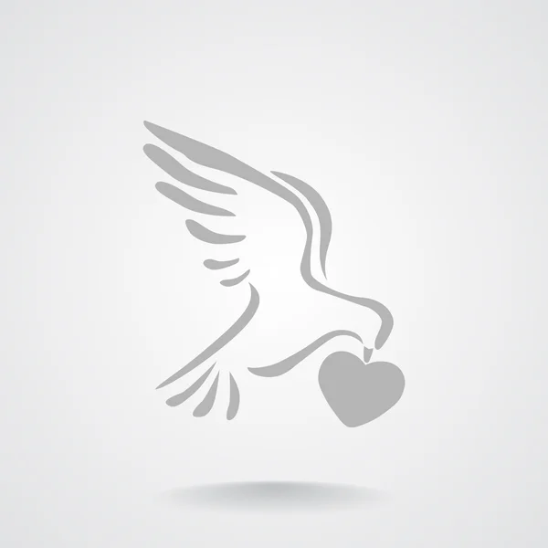 Pigeon avec coeur icône simple — Image vectorielle