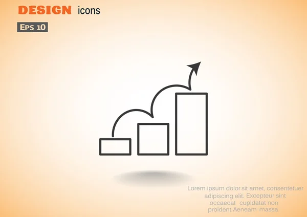 Seta curva no ícone gráfico — Vetor de Stock