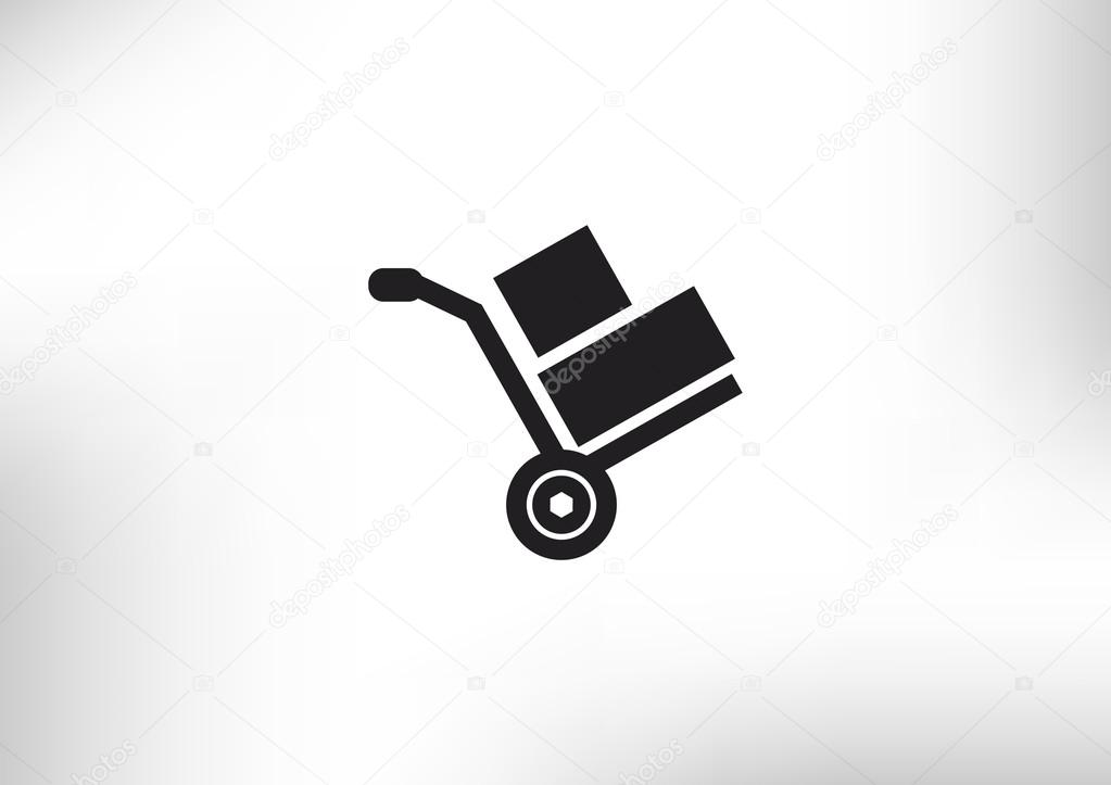 Wheelbarrow with boxes icon