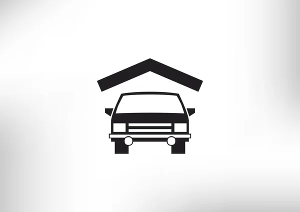 屋根のシンプルなアイコンの下に車 — ストックベクタ