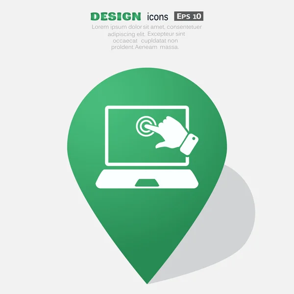 Touchscreen auf Laptop-Symbol — Stockvektor