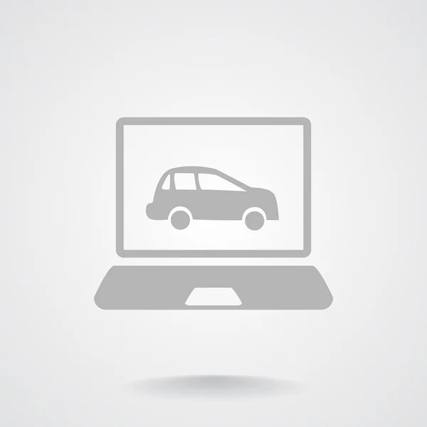 Laptop with car on screen icon — Stock Vector