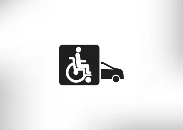 Discapacitados en el icono del coche — Vector de stock