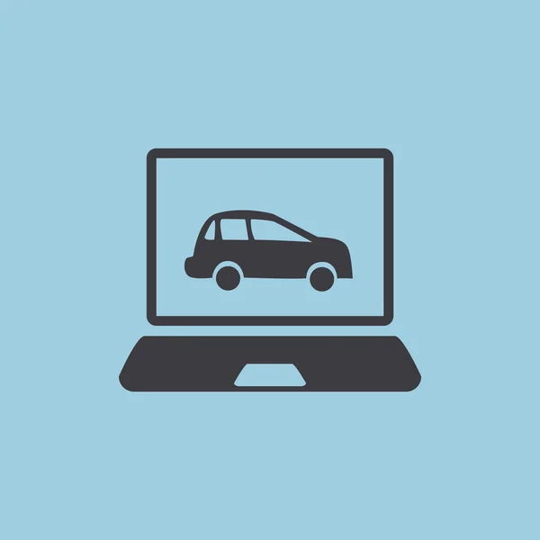 Ordenador portátil con coche en el icono de la pantalla — Archivo Imágenes Vectoriales
