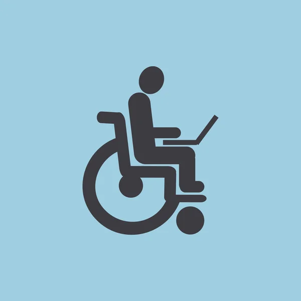 車椅子アイコンをラップトップで無効になっています。 — ストックベクタ