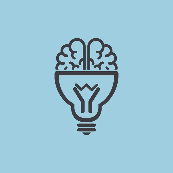 Brain with light bulb icon — Stock Vector