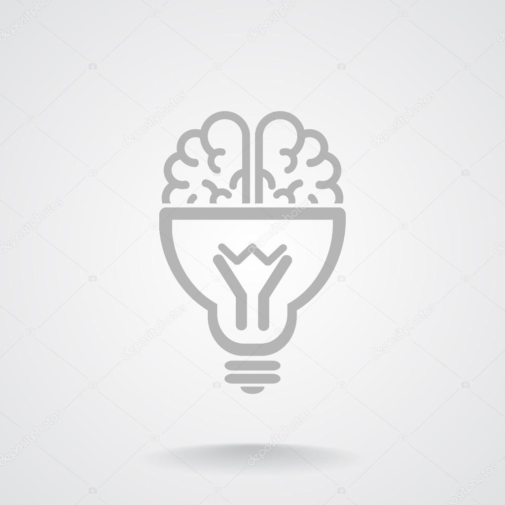 Brain with light bulb icon