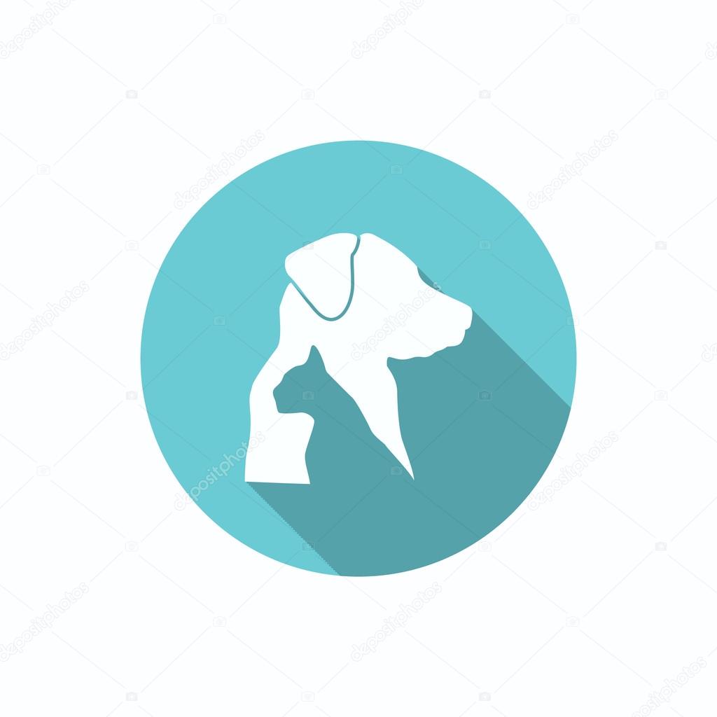 Sign with domestic pets silhouettes, veterinary logo concept