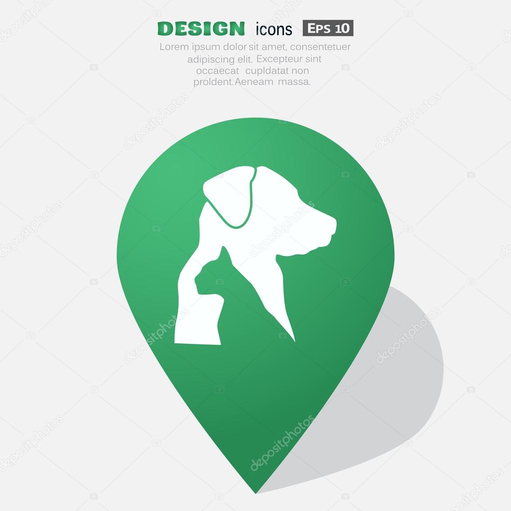 Sign with domestic pets silhouettes, veterinary logo concept