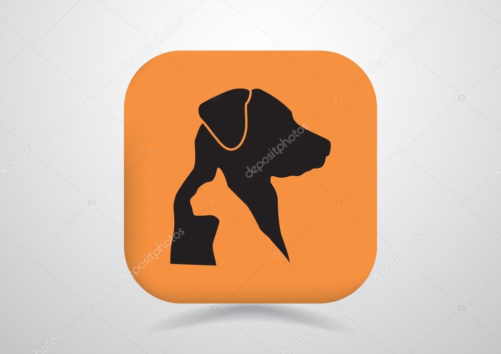 Sign with domestic pets silhouettes, veterinary logo concept