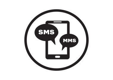 Sms kabarcıklar simgesi ile Smartphone