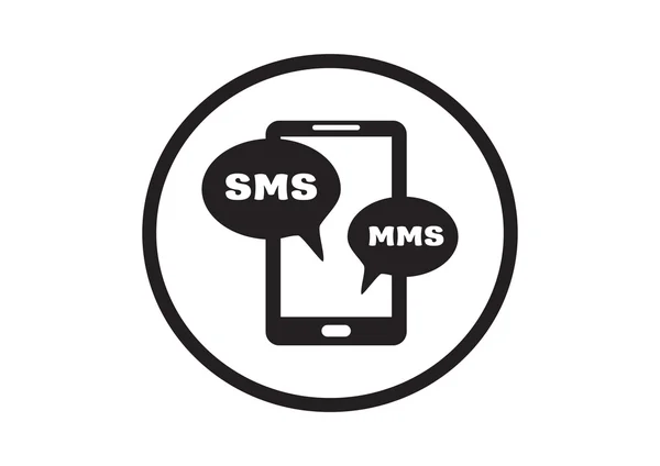 Smartphone met bubbels pictogram sms — Stockvector