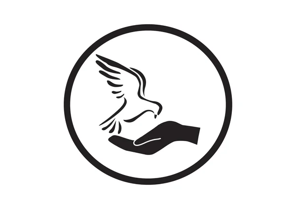 Taube mit Hand einfaches Symbol — Stockvektor