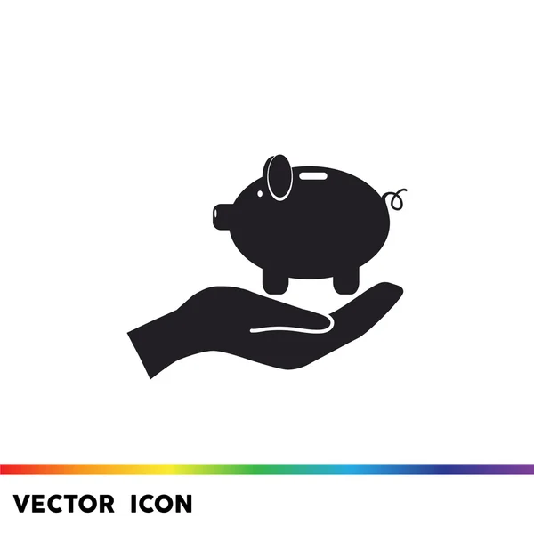Hucha en icono de mano humana — Vector de stock