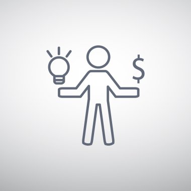 Işık ve dolar simgesi olan insan