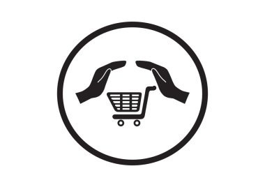 Alışveriş sepeti ile eller web simgesi