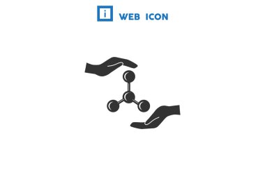 Web simgesi moleküler bileşik ve eller